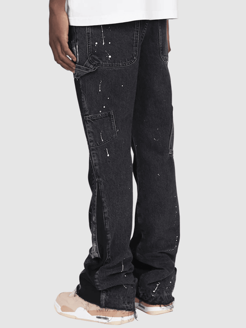 Flared Two-Tone Distressed Jeans