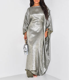 Metallic butterfly abaya