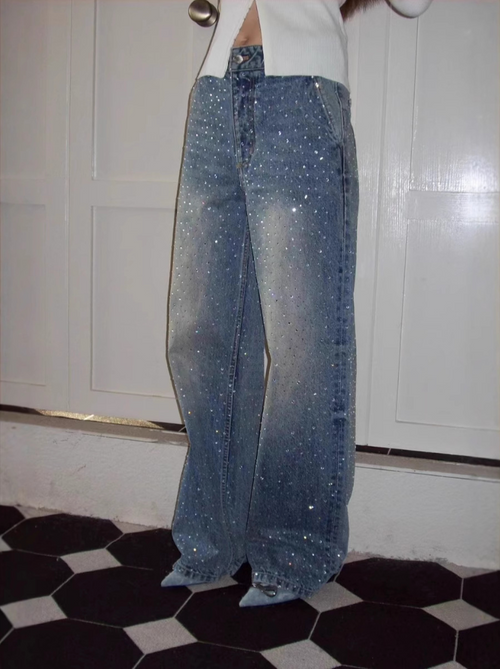 Glitzer Denim Hose