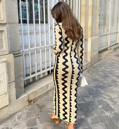 Robe pull en maille à motif