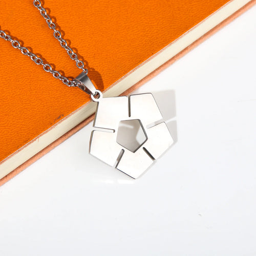 Blue Lock Inspired Necklace – Sleek Silver Geometric Pendant