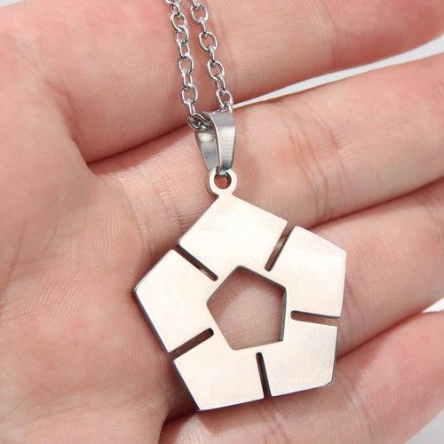 Blue Lock Inspired Necklace – Sleek Silver Geometric Pendant