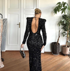 Robe de soirée élégante noire à paillettes